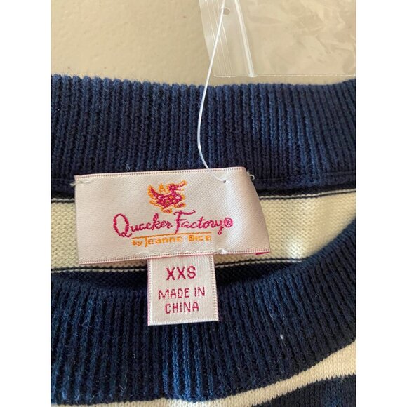 Quacker Factory Nautical Striped Knit Tunics Red & Navy Anchor Design XXS - Picture 3 of 10